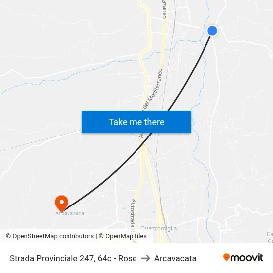 Provincial Road 247, 64c - Rose to Arcavacata map