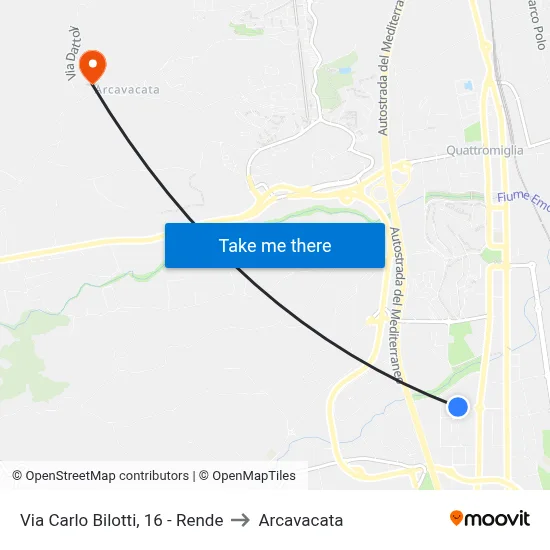 Via Carlo Bilotti, 16 - Rende to Arcavacata map