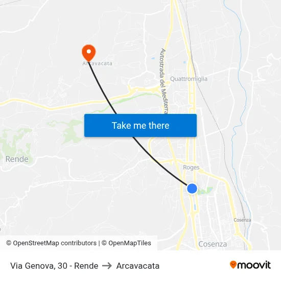 Genoa Street, 30 - Rende to Arcavacata map