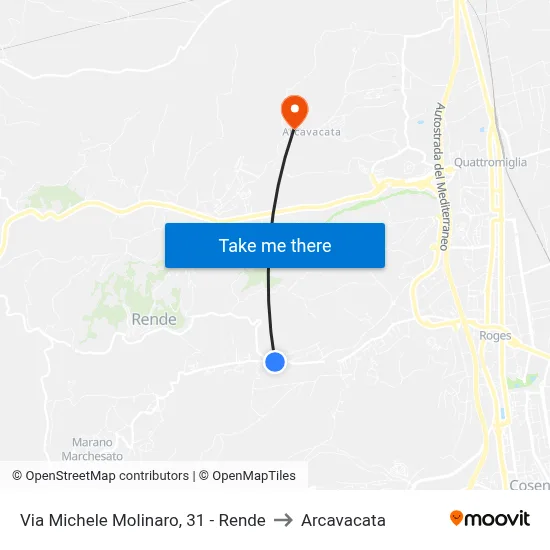 Via Michele Molinaro 31 - Rende to Arcavacata map