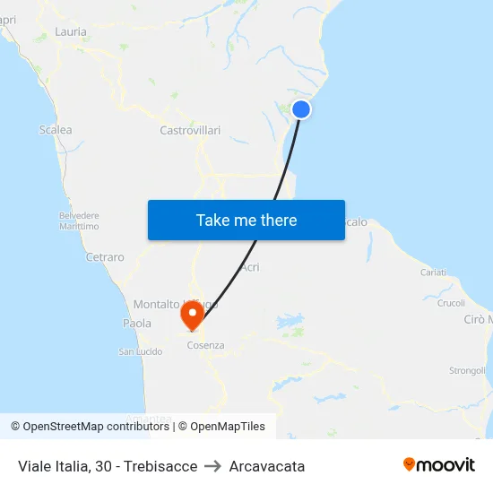 Viale Italia, 30 - Trebisacce to Arcavacata map