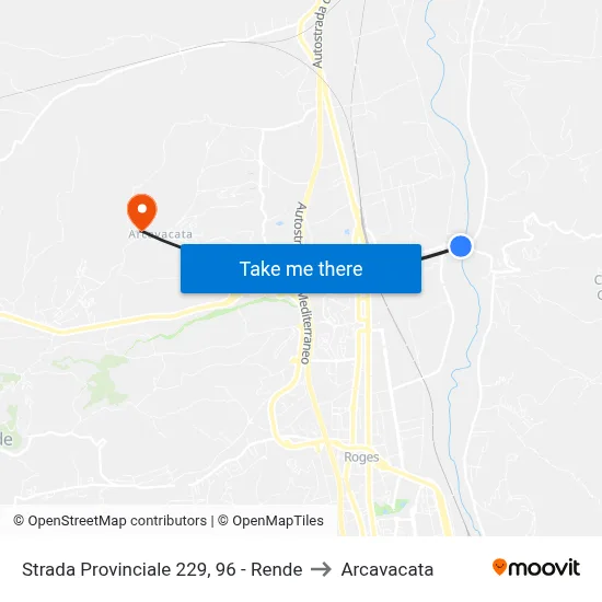 Provincial Road 229, 96 - Rende to Arcavacata map