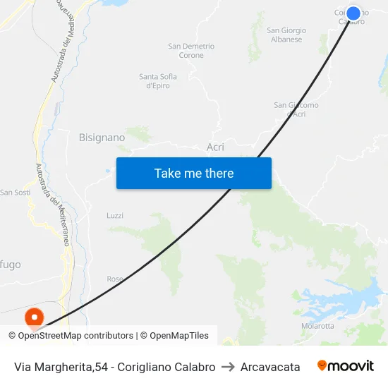 Via Margherita 54 - Corigliano Calabro to Arcavacata map