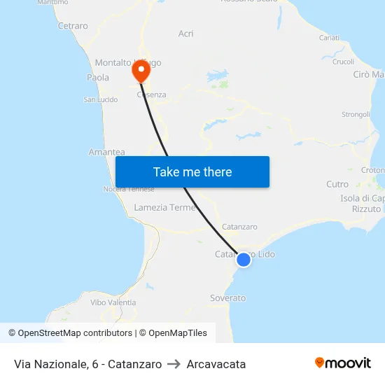 National Street, 6 - Catanzaro to Arcavacata map