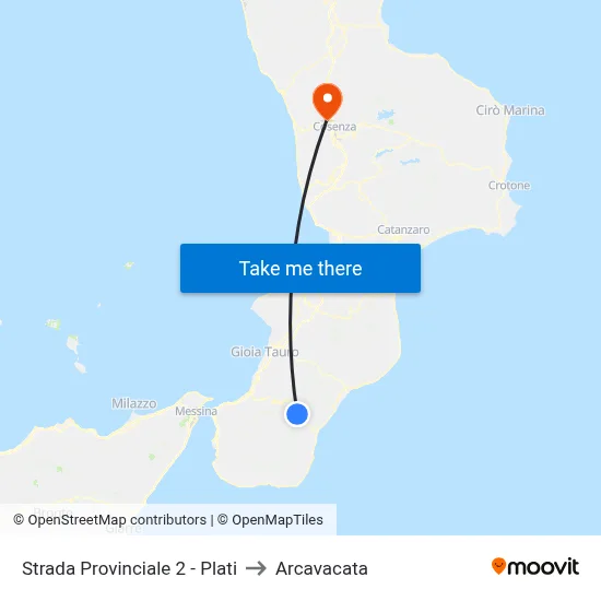 Provincial Road 2 - Plati to Arcavacata map