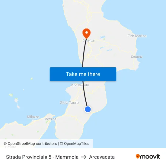 Provincial Road 5 - Mammola to Arcavacata map