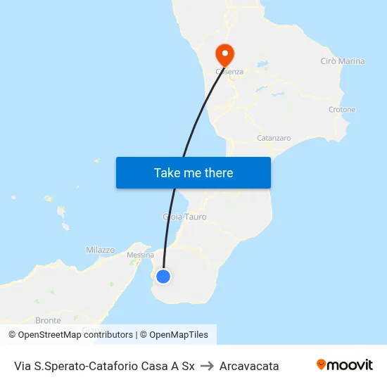 St. Sperato-Cataforio Left House to Arcavacata map
