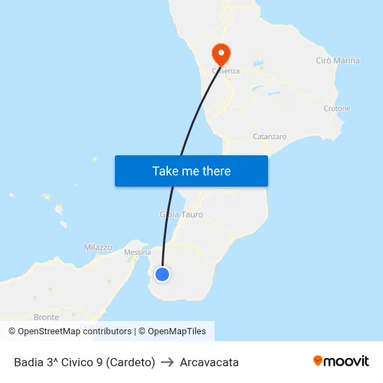 Badia 3rd Number 9 (Cardeto) to Arcavacata map