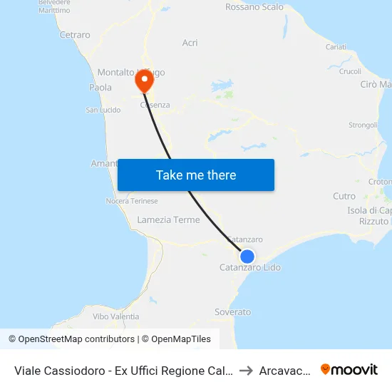 Viale Cassiodoro - Ex Uffici Regione Calabria to Arcavacata map