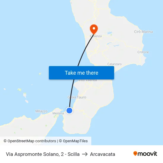 Aspromonte Solano Street, 2 - Scilla to Arcavacata map