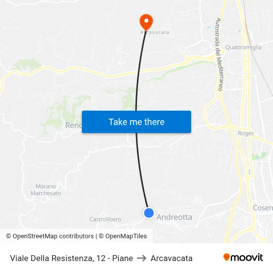 Viale Della Resistenza, 12 - Piane to Arcavacata map