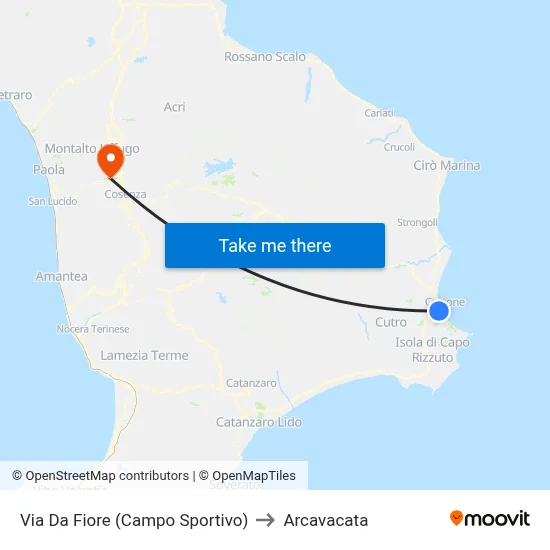Via Da Fiore (Sports Field) to Arcavacata map