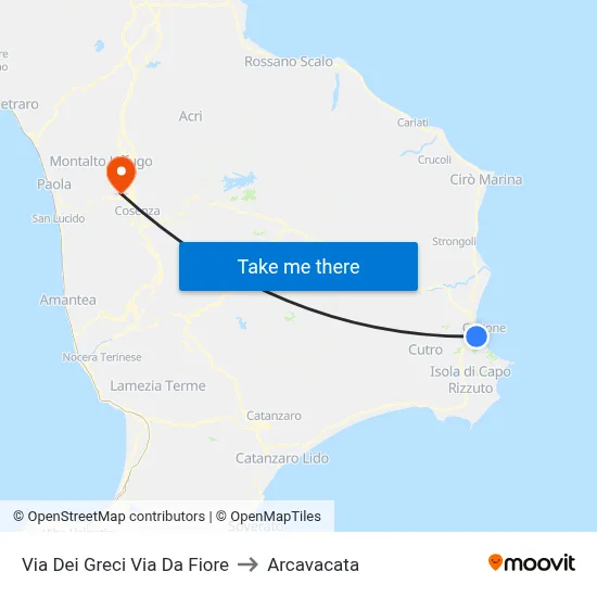 Via Dei Greci Via Da Fiore to Arcavacata map