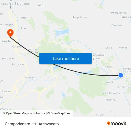 Campodenaro to Arcavacata map