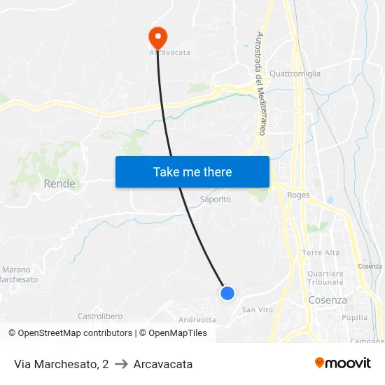 Marchesato Street, 2 to Arcavacata map