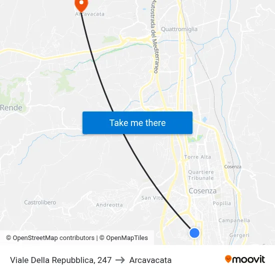 Republic Avenue, 247 to Arcavacata map