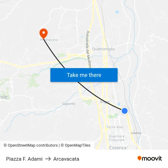 F. Adami Square to Arcavacata map