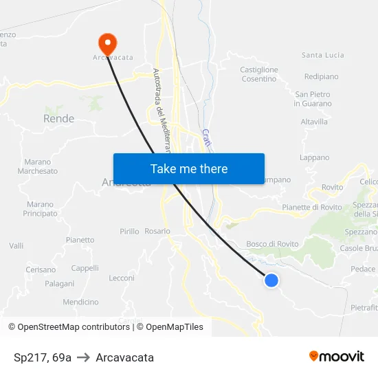 Sp217, 69a to Arcavacata map