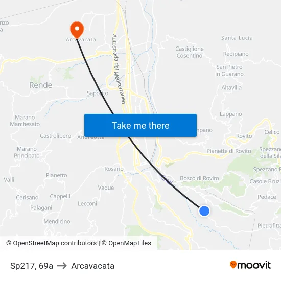 Sp217, 69a to Arcavacata map