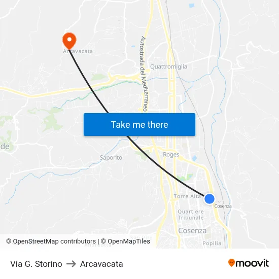 Via G. Storino to Arcavacata map