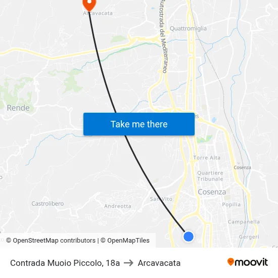 Muoio Piccolo District, 18a to Arcavacata map