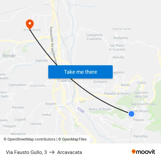 Via Fausto Gullo, 3 to Arcavacata map