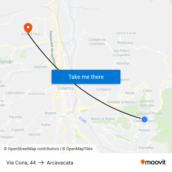 Cona Street, 44 to Arcavacata map