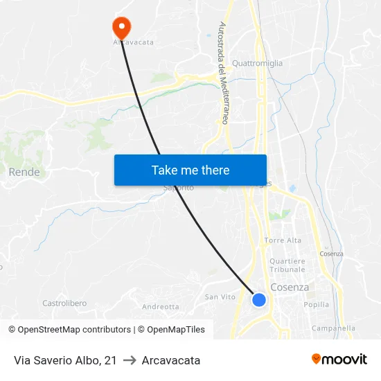 Saverio Albo Street, 21 to Arcavacata map