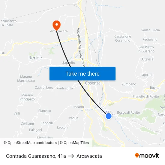 Guarassano District, 41a to Arcavacata map
