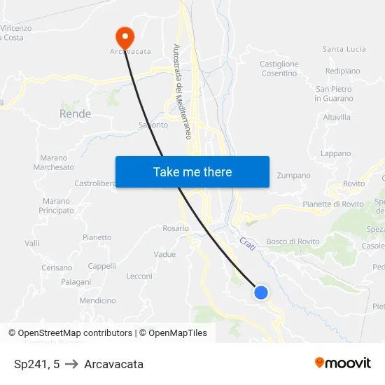 Sp241, 5 to Arcavacata map