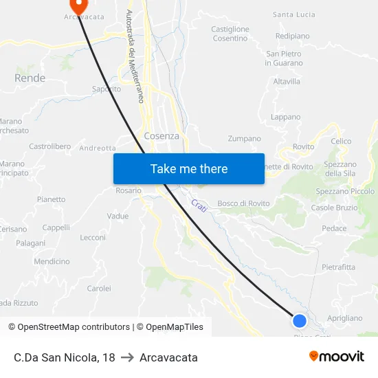 San Nicola District, 18 to Arcavacata map