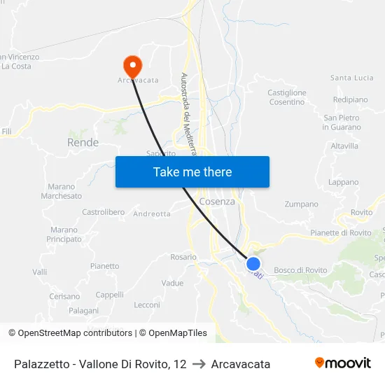 Sports Hall - Vallone Di Rovito, 12 to Arcavacata map