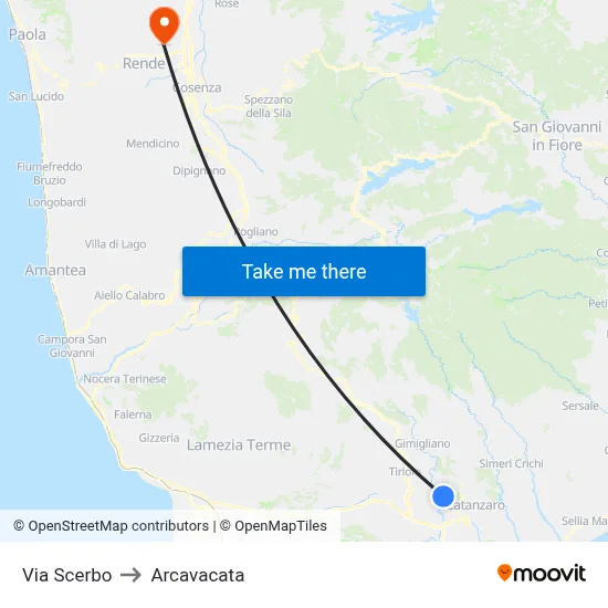 Scerbo Street to Arcavacata map