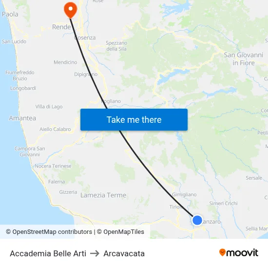 Academy of Fine Arts to Arcavacata map