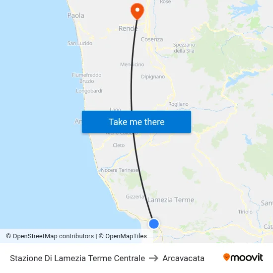 Stazione Di Lamezia Terme Centrale to Arcavacata map