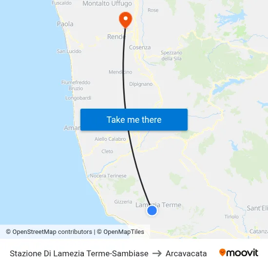 Lamezia Terme-Sambiase Station to Arcavacata map