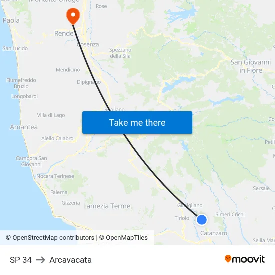 SP 34 to Arcavacata map