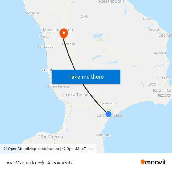Magenta Street to Arcavacata map