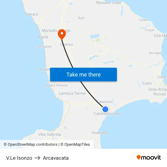 Isonzo Avenue to Arcavacata map