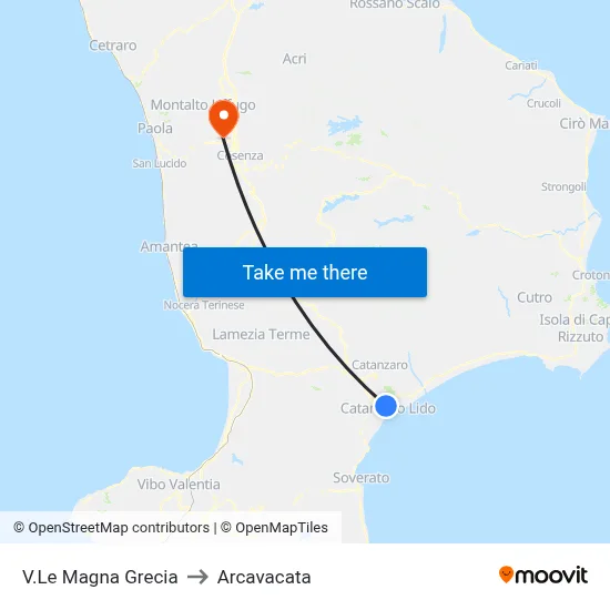 Magna Grecia Avenue to Arcavacata map