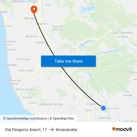 Gregorio Aracri Street, 17 to Arcavacata map