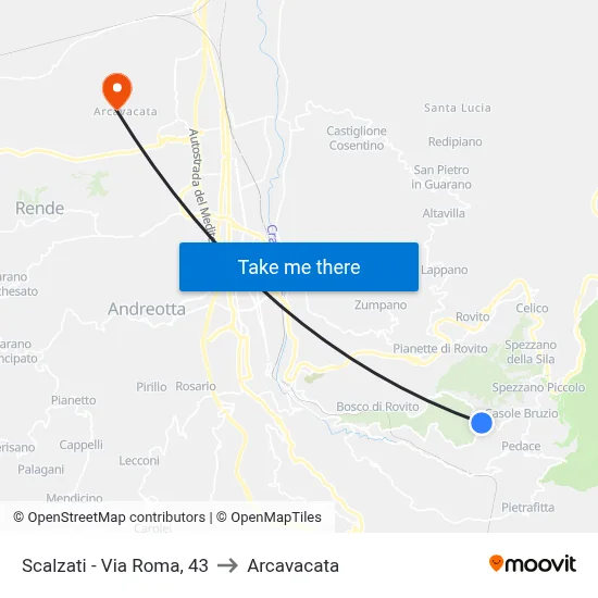 Scalzati - Via Roma, 43 to Arcavacata map