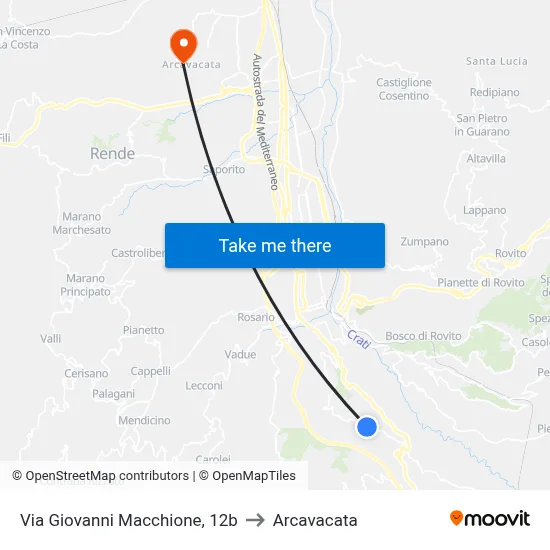 Giovanni Macchione Street, 12b to Arcavacata map