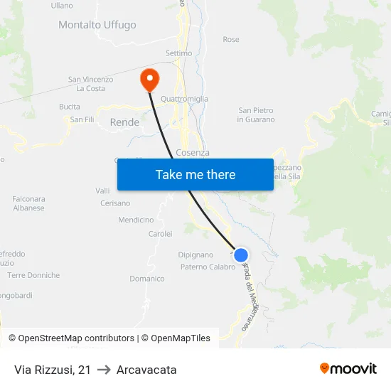 Via Rizzusi, 21 to Arcavacata map