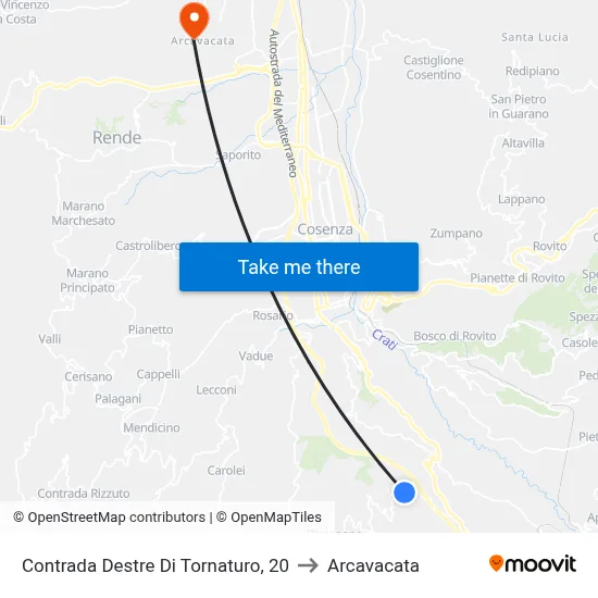 Destre Di Tornaturo District 20 to Arcavacata map