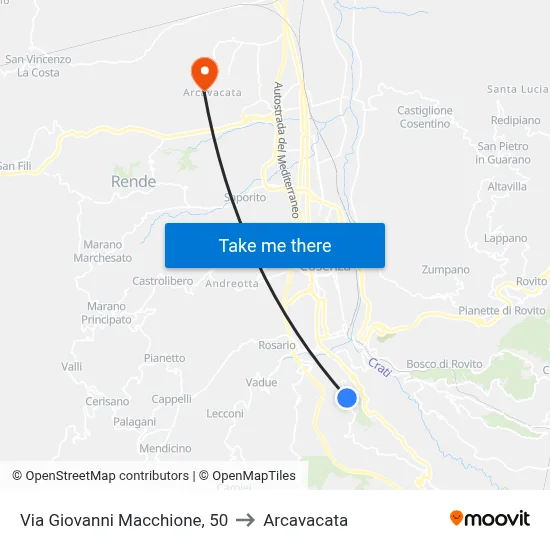 Giovanni Macchione Street, 50 to Arcavacata map