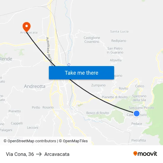 Cona Street, 36 to Arcavacata map