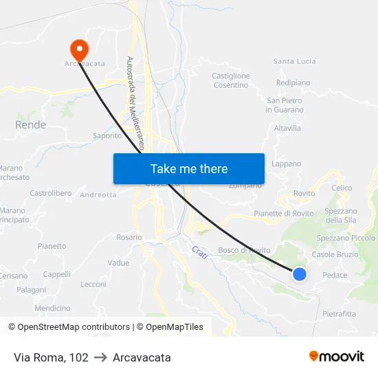 Roma Street, 102 to Arcavacata map