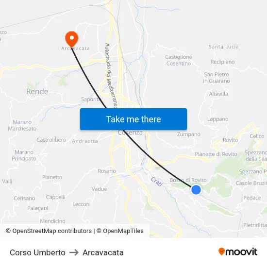 Umberto Avenue to Arcavacata map