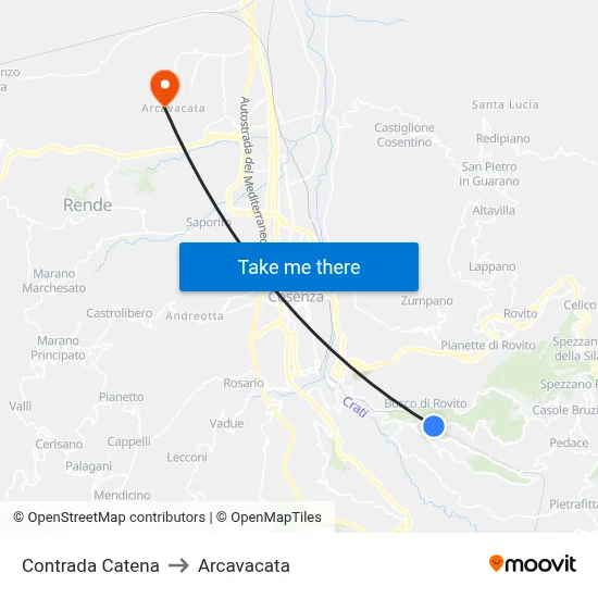 Catena District to Arcavacata map